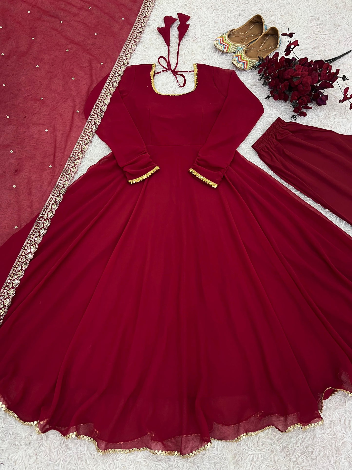 Heavy Faux Georgette With Embroidery Work With Fancy Full Sleeve